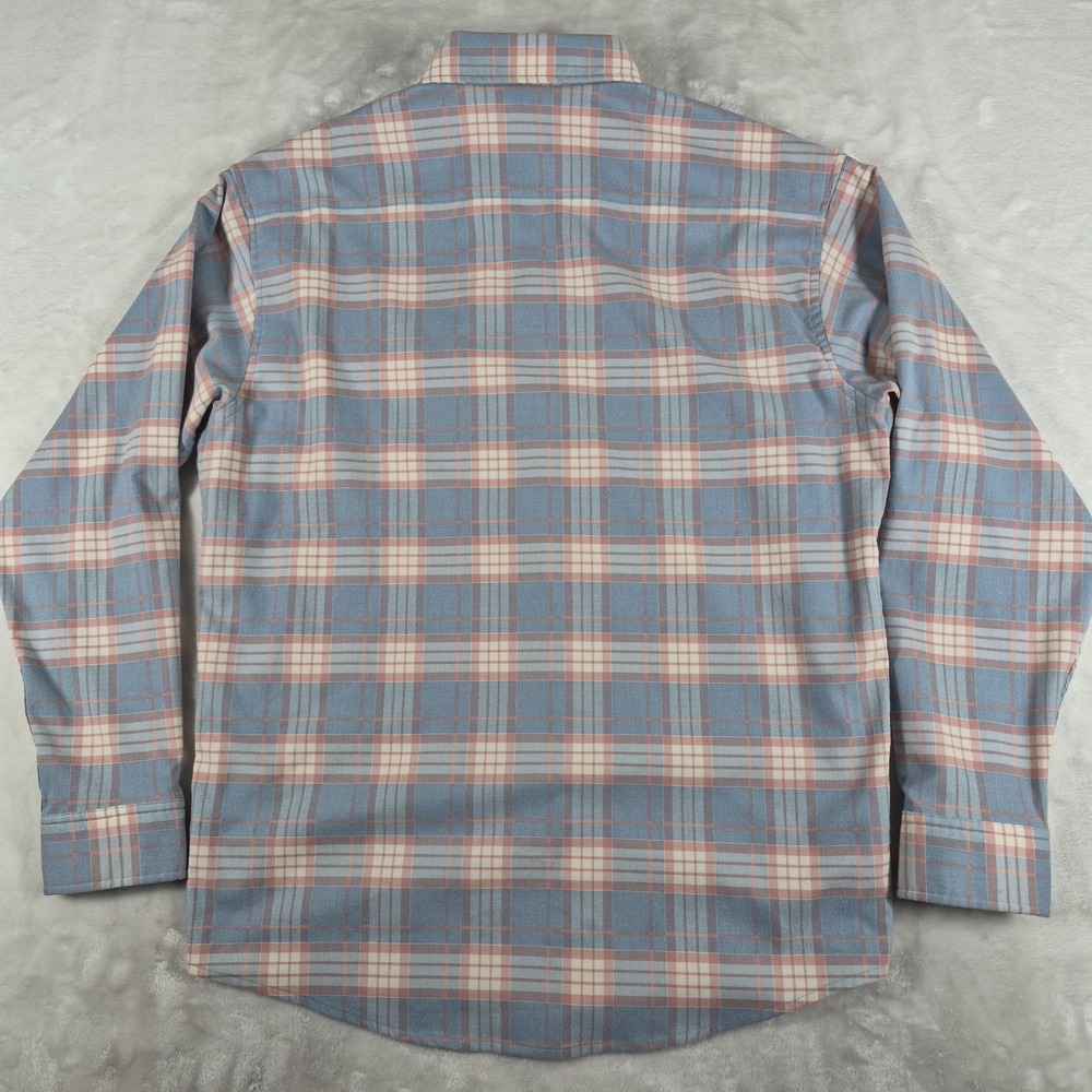 Poncho Flannel Shirt Men's Large Blue Pink Plaid Long Sleeve Regular Fit Comfort - Picture 5 of 8
